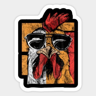 Cool Rooster Wearing Sunglasses Retro Vintage Chicken Sticker